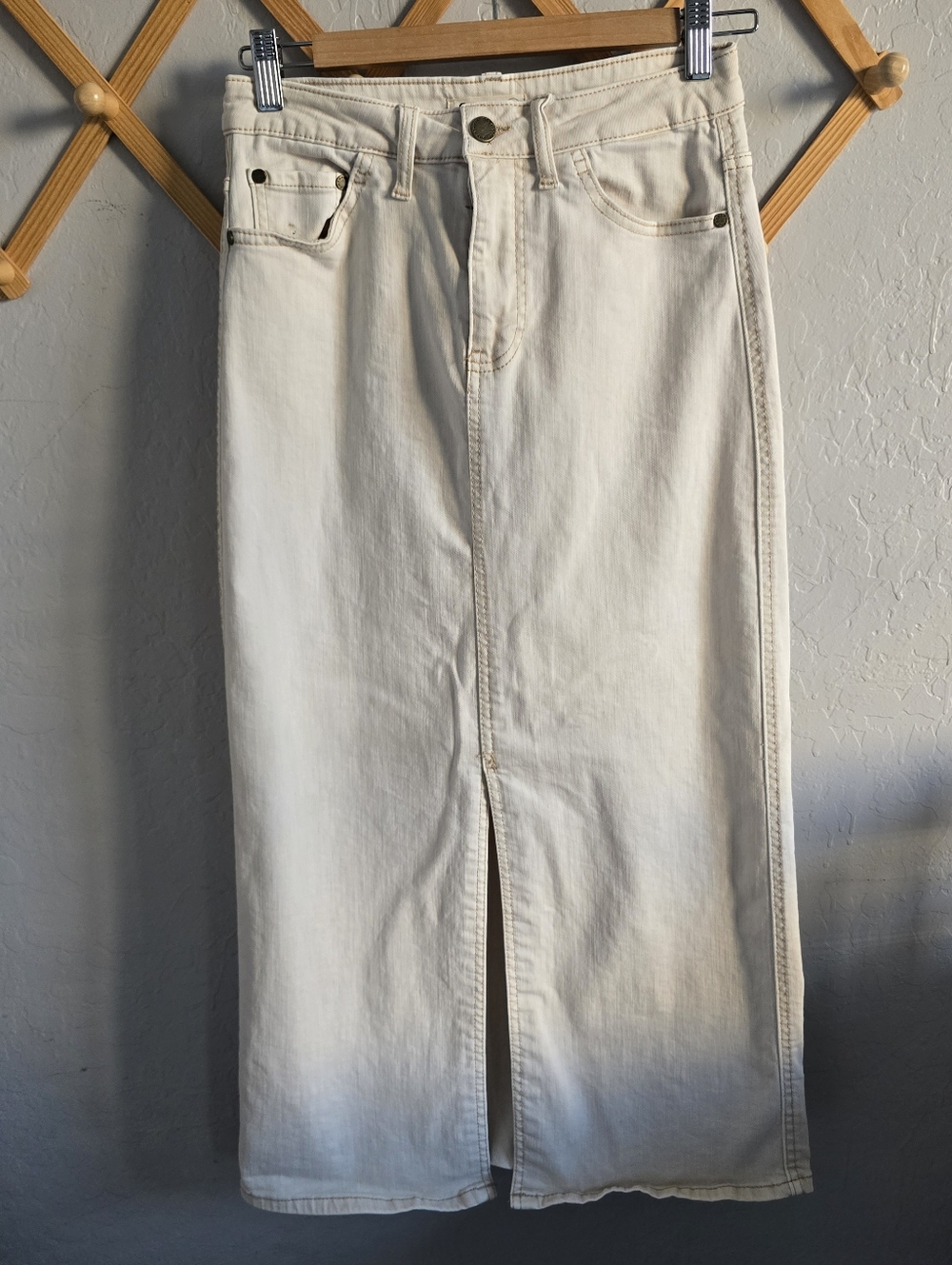 OAT New York Cream Denim Maxi Skirt Size 2